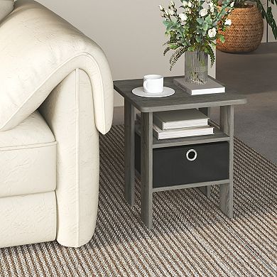 Furinno 15.51" x 15.5" x 17.52" Wood Nightstand Bedside Table with Drawer & Shelf
