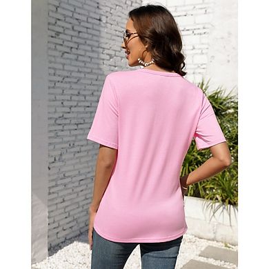 Women's Maternity Short Sleeve Tie Front Wrap Maternity Tops