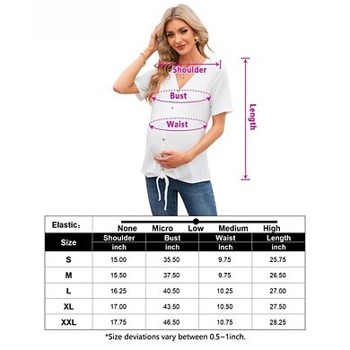 Women's Maternity Short Sleeve Tie Front Wrap Maternity Tops