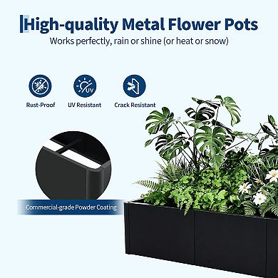 Black Steel Raised Bed, 20.5"x20.5"x11.8", Rust-Resistant,Easy Assembly, Good Drainage, Multipurpose