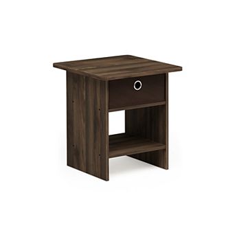 Furinno 15.5" x 15.5" x 17.8" Wood Nightstand Modern Bedside Table with Drawer & Shelf