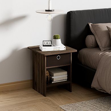 Furinno 15.5" x 15.5" x 17.8" Wood Nightstand Modern Bedside Table with Drawer & Shelf