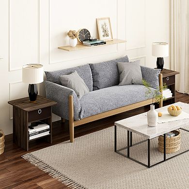 Furinno 15.5" x 15.5" x 17.8" Wood Nightstand Modern Bedside Table with Drawer & Shelf