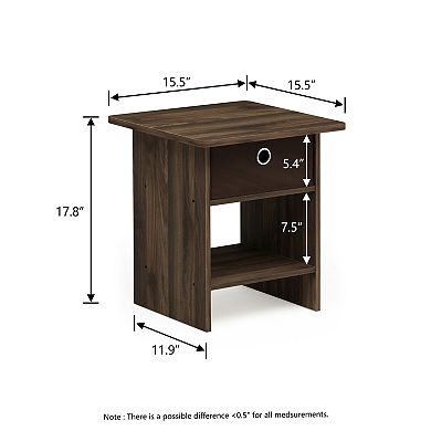 Furinno 15.5" x 15.5" x 17.8" Wood Nightstand Modern Bedside Table with Drawer & Shelf