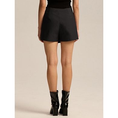 Women's High Waist Wrap Skorts Casual Button Front Asymmetrical Mini Skirts with Shorts