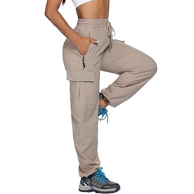Pinspark Womens Hiking Pants Quick Dry Elastic Waisted Cargo Pant with 4 Pockets