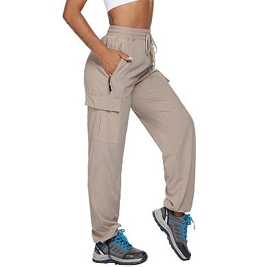 Pinspark Womens Hiking Pants Quick Dry Elastic Waisted Cargo Pant with 4 Pockets