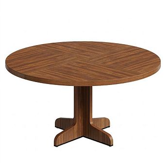 Round Dining Table for 4 People, Farmhouse Kitchen Dining Room Circle Dinner Table