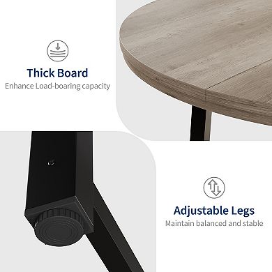 47.2" Round Dining Table for 4 to 6 People, Wooden Kitchen Table with Sturdy Metal Frame(No Chairs)