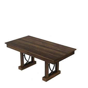 Wooden Kitchen Table with Two Drawers, Large Dining Table for 6-8, for Kitchen, Dinner