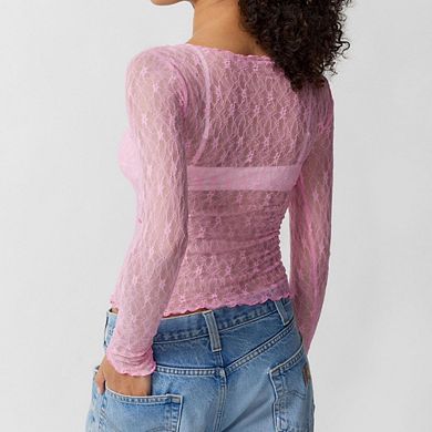 Women's Mesh Sheer Long Sleeve Tee Shirts Bodycon See Through Tops