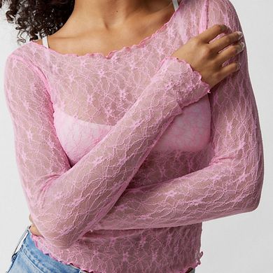 Women's Mesh Sheer Long Sleeve Tee Shirts Bodycon See Through Tops