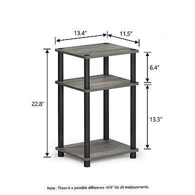 Furinno 11.5" x 13.4" x 22.8" 3-Tier Wood Nightstand Modern End Table