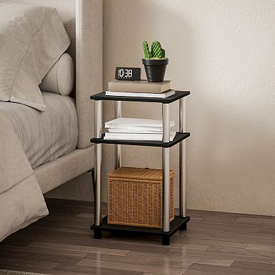 Furinno 2 Packs 15.5" x 15.5" x 17.8" Wood Nightstand Bedside Table with Drawer & Shelf