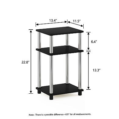Furinno 2 Packs 15.5" x 15.5" x 17.8" Wood Nightstand Bedside Table with Drawer & Shelf