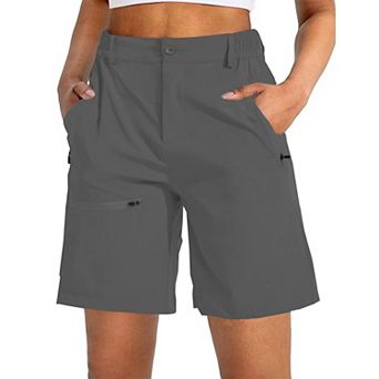Pinspark Women's 7" Stretch Hiking Cargo Shorts Quick Dry Golf Outdoor Shorts with 2 Zip Pockets