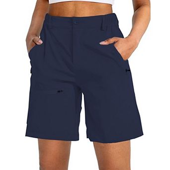 Pinspark Women's 7" Stretch Hiking Cargo Shorts Quick Dry Golf Outdoor Shorts with 2 Zip Pockets
