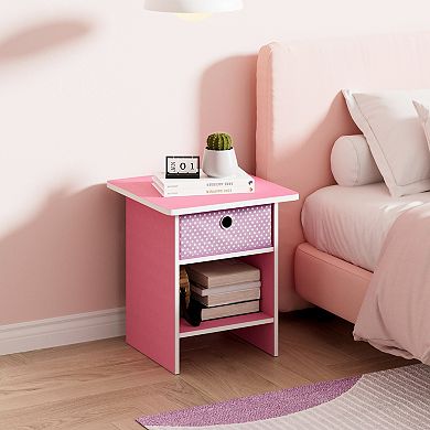 Furinno 15.5" x 15.5" x 17.8" Wood Nightstand Modern Bedside Table with Drawer & Shelf