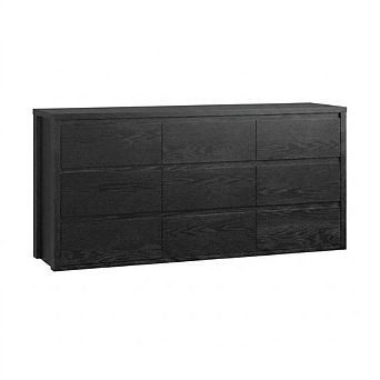 9-Drawer Wide Wood Dresser, Handle-Free Modern Storage Chest for Bedroom, Living Room, Entryway