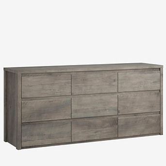 9-Drawer Wide Wood Dresser, Handle-Free Modern Storage Chest for Bedroom, Living Room, Entryway