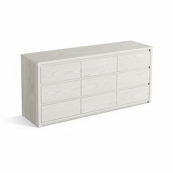 9-Drawer Wide Wood Dresser, Handle-Free Modern Storage Chest for Bedroom, Living Room, Entryway