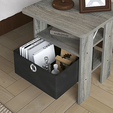 Furinno 2-Pack 15.51" x 15.5" x 17.52" Wood Nightstand Bedside Table with Drawer & Shelf