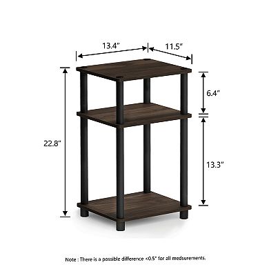 Furinno 11.5" x 13.4" x 22.8" 3-Tier Wood Nightstand Modern End Table