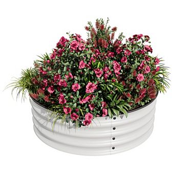2x1ft Round Galvanized Steel Raised Bed Quick Assembly, Safe Rubber Edges for Planting & Landscaping