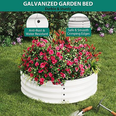 2x1ft Round Galvanized Steel Raised Bed Quick Assembly, Safe Rubber Edges for Planting & Landscaping