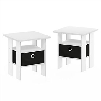 Furinno 2-Pack 15.51" x 15.5" x 17.52" Wood Nightstand Bedside Table with Drawer & Shelf