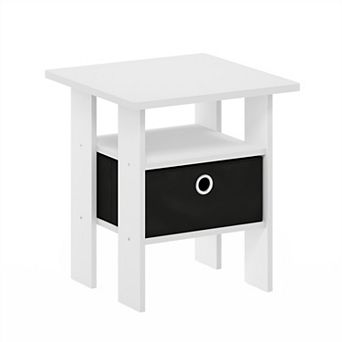 Furinno 15.51" x 15.5" x 17.52" Wood Nightstand Bedside Table with Drawer & Shelf