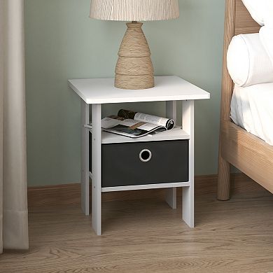 Furinno 15.51" x 15.5" x 17.52" Wood Nightstand Bedside Table with Drawer & Shelf
