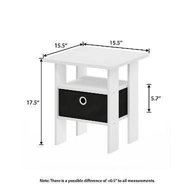 Furinno 15.51" x 15.5" x 17.52" Wood Nightstand Bedside Table with Drawer & Shelf