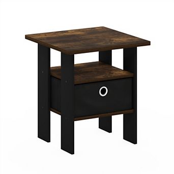 Furinno 15.51" x 15.5" x 17.52" Wood Nightstand Bedside Table with Drawer & Shelf