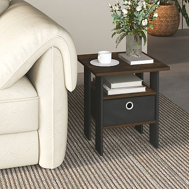 Furinno 15.51" x 15.5" x 17.52" Wood Nightstand Bedside Table with Drawer & Shelf