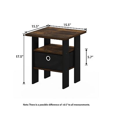 Furinno 15.51" x 15.5" x 17.52" Wood Nightstand Bedside Table with Drawer & Shelf