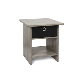 Furinno 15.5" x 15.5" x 17.8" Wood Nightstand Modern Bedside Table with Drawer & Shelf