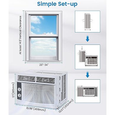 5000 BTU Window Air Conditioner, Cools Up to 150 Sq.ft,7 Temperature Settings & 2-Way Airflow