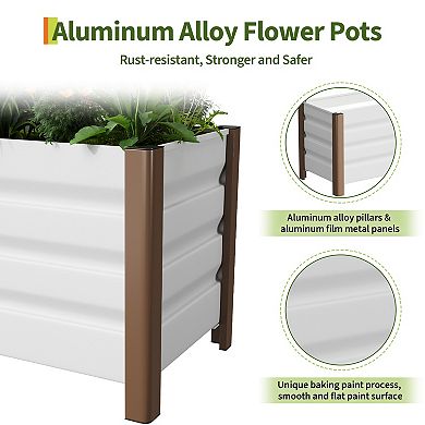 Deep Aluminum Raised Garden Bed, Rounded Anti-Cut Edges, Drainage Holes, for Patio/Balcony/Yard