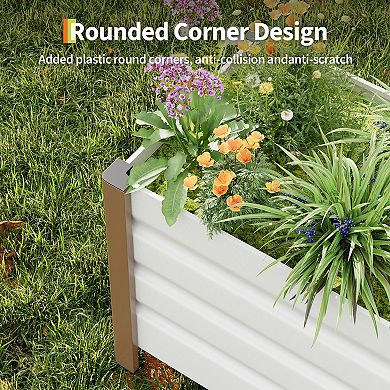 Deep Aluminum Raised Garden Bed, Rounded Anti-Cut Edges, Drainage Holes, for Patio/Balcony/Yard