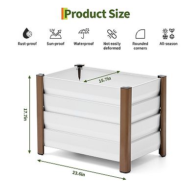 Deep Aluminum Raised Garden Bed, Rounded Anti-Cut Edges, Drainage Holes, for Patio/Balcony/Yard