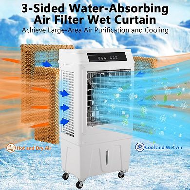 Evaporative Air Cooler, 3000CFM Swamp Cooler with Remote,4 Ice Packs,10.3 Gallon Portable Cooler