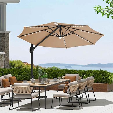 10-Ft Patio Umbrella with Solar LED - High Quality - Durable Design for Daily Use - Easy to Use