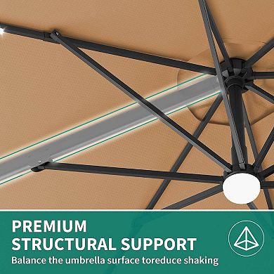 10-Ft Patio Umbrella with Solar LED - High Quality - Durable Design for Daily Use - Easy to Use
