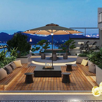 10-Ft Patio Umbrella with Solar LED - High Quality - Durable Design for Daily Use - Easy to Use