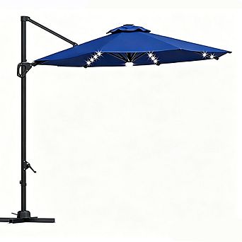 10-Ft Patio Umbrella with Solar LED - High Quality - Durable Design for Daily Use - Easy to Use