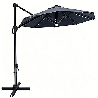 10-Ft Patio Umbrella with Solar LED - High Quality - Durable Design for Daily Use - Easy to Use
