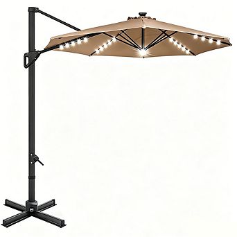 10-Ft Patio Umbrella with Solar LED - High Quality - Durable Design for Daily Use - Easy to Use