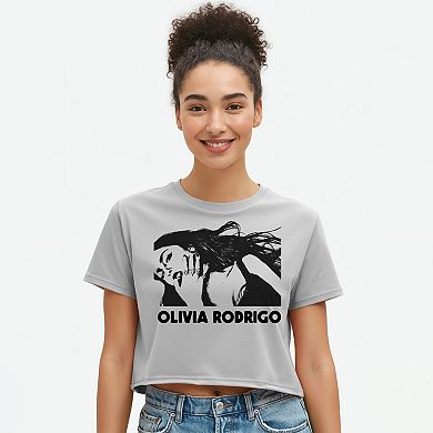Juniors' Olivia Rodrigo 23 Portrait Boxy Cropped Graphic Tee