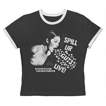 Juniors' Olivia Rodrigo Spill UR Guts Live World Tour Graphic Ringer Baby Tee